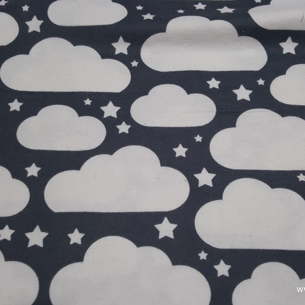 Flannel Fabric - Clouds on Gray - By the yard - 100% Cotton Flannel