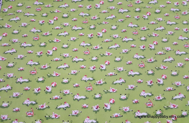 By the yard Harmony Farm Hogwash Green Flannel Fabric 100/% Cotton Flannel
