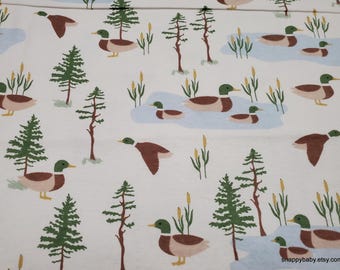 Remnant Flannel Fabric - Mallard Duck Ponds - Choose your Size - 100% Cotton Flannel