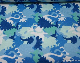 Flannel Fabric - Blue Dino Camo - By the yard - 100% Cotton Flannel