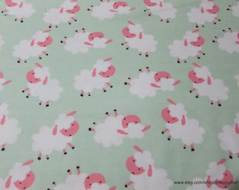 Flannel Fabric - Sheepie - By the yard - 100% Cotton Flannel