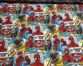 Character Flannel Fabric - Spiderman Comic Strip - By the yard - 100% Cotton Flannel