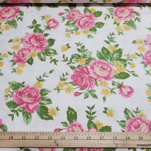 Flannel Fabric Large Pink Floral By the yard 100% Cotton Flannel image 2