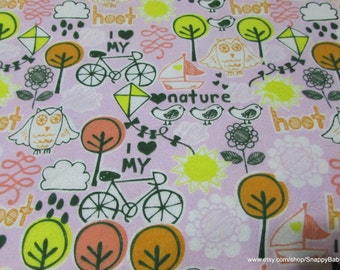 Flannel Fabric - Heart Nature Pink - By the yard - 100% Cotton Flannel