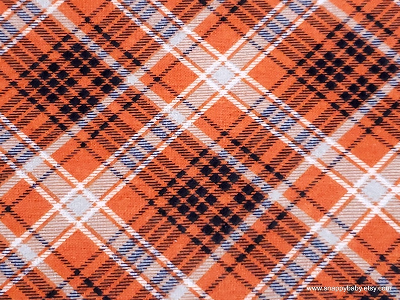 100 Cotton Flannel By the Yard Flannel Fabric Kate Orange Navy Plaid