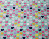 Flannel Fabric - Multi Bright Hearts - By the yard - 100% Cotton Flannel