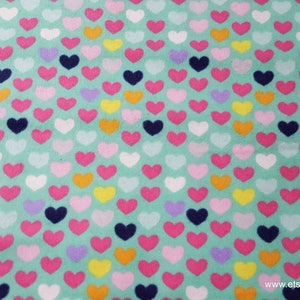 Flannel Fabric Multi Bright Hearts By the yard 100% Cotton Flannel image 1