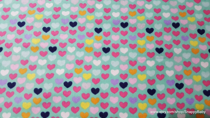 Flannel Fabric Multi Bright Hearts By the yard 100% Cotton Flannel image 1