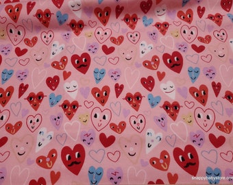 Flannel Fabric - Tossed Hearts - By the yard - 100% Cotton Flannel