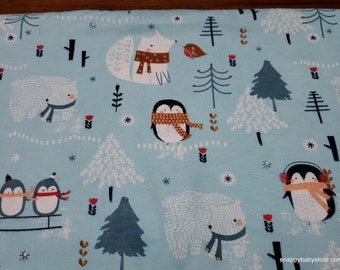 Christmas Flannel Fabric - Penguin Fun - By the yard - 100% Cotton Flannel