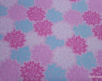 Flannel Fabric - Pink Mint Burst - By the yard - 100% Cotton Flannel