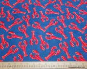 Flannel Fabric - Lobsters - By the yard - 100% Cotton Flannel