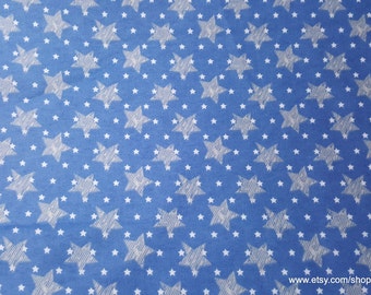Flannel Fabric - Striped Stars on Blue - By the yard - 100% Cotton Flannel