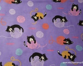Flannel Fabric - Kitties and Yarn - By the yard - 100% Cotton Flannel