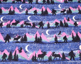 Flannel Fabric - Bigfoot Landscape - By the Yard - 100% Cotton Flannel