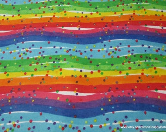 Flannel Fabric - Rainbow and Dots - By the yard - 100% Cotton Flannel