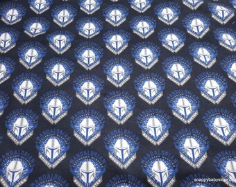 Character Flannel Fabric - Star Wars Mandalorian Legendary Warrior on Black - By the yard - 100% Cotton Flannel