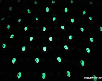 Glow in the Dark Christmas Flannel Fabric - Christmas String Lights Green Glow in the Dark - By the yard - 100% Cotton Flannel