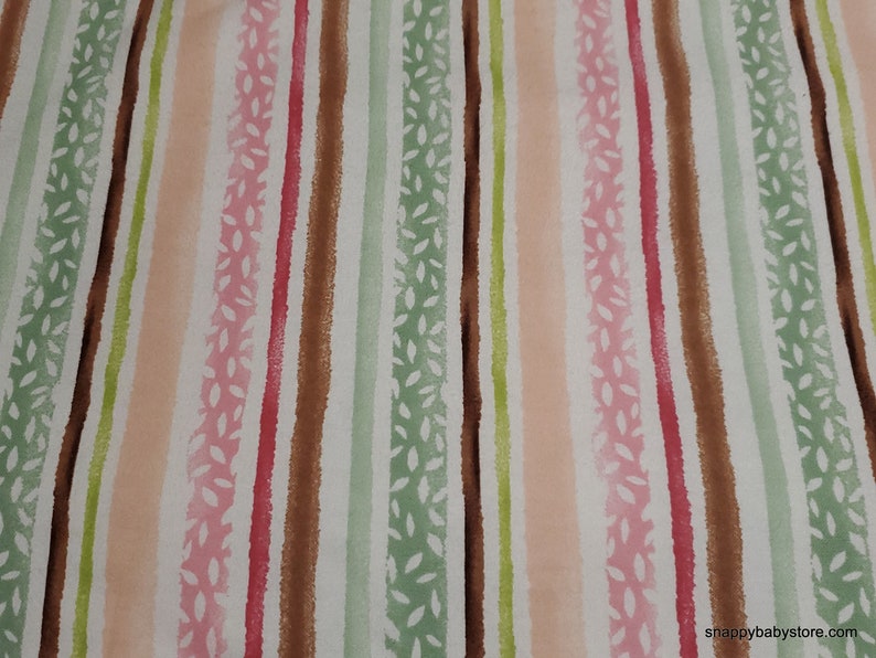 Flannel Fabric Spring Sweet Stripes By the yard 100% Cotton Flannel image 1