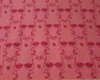 Flannel Fabric - Flamingo Kisses Grapefruit - By the yard - 100% Cotton Flannel