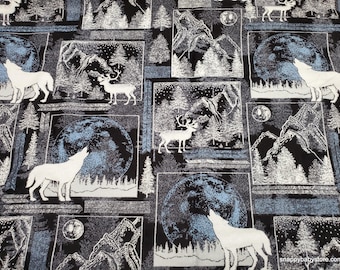 Flannel Fabric - Forest in the Night Framed - By the Yard - 100% Cotton Flannel