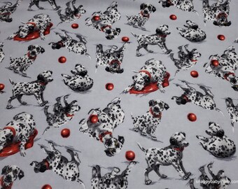 Flannel Fabric - Dalmatians on Gray - By the yard - 100% Cotton Flannel