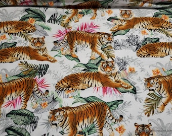 Flannel Fabric - Wild Summer Tiger - By the yard - 100% Cotton Flannel