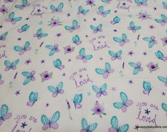 Remnant Flannel Fabric - You Are Loved Butterfly - Choose your Size - 100% Cotton Flannel