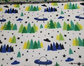 Flannel Fabric - Aliens Scenic - By the yard - 100% Cotton Flannel