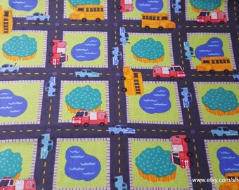 Flannel Fabric - Roadway - By the yard - 100% Cotton Flannel