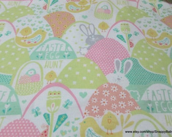 Flannel Fabric - Egg Hunt - By the yard - 100% Cotton Flannel