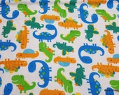 Flannel Fabric - Sunny Dinos - By the yard - 100% Cotton Flannel