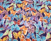 Premium Flannel Fabric - Kaleidoscope Butterflies Navy Premium - By the yard - 100% Cotton Flannel