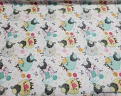 Flannel Fabric - Sheep Knitting - By the yard - 100% Cotton Flannel