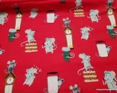 Christmas Flannel Fabric - Christmas Mouse and Cookies - By the yard - 100% Cotton Flannel