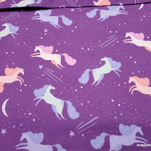 Flannel Fabric - Unicorns and Moons - By the Yard - 100% Cotton Flannel