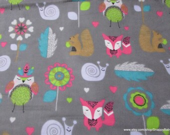 Flannel Fabric - Tribal Owl and Friends - By the yard - 100% Cotton Flannel