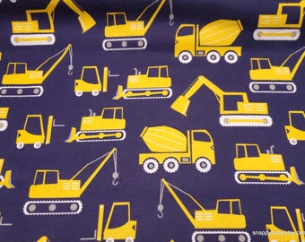Flannel Fabric - Construction Time Navy - By the yard - 100% Cotton Flannel