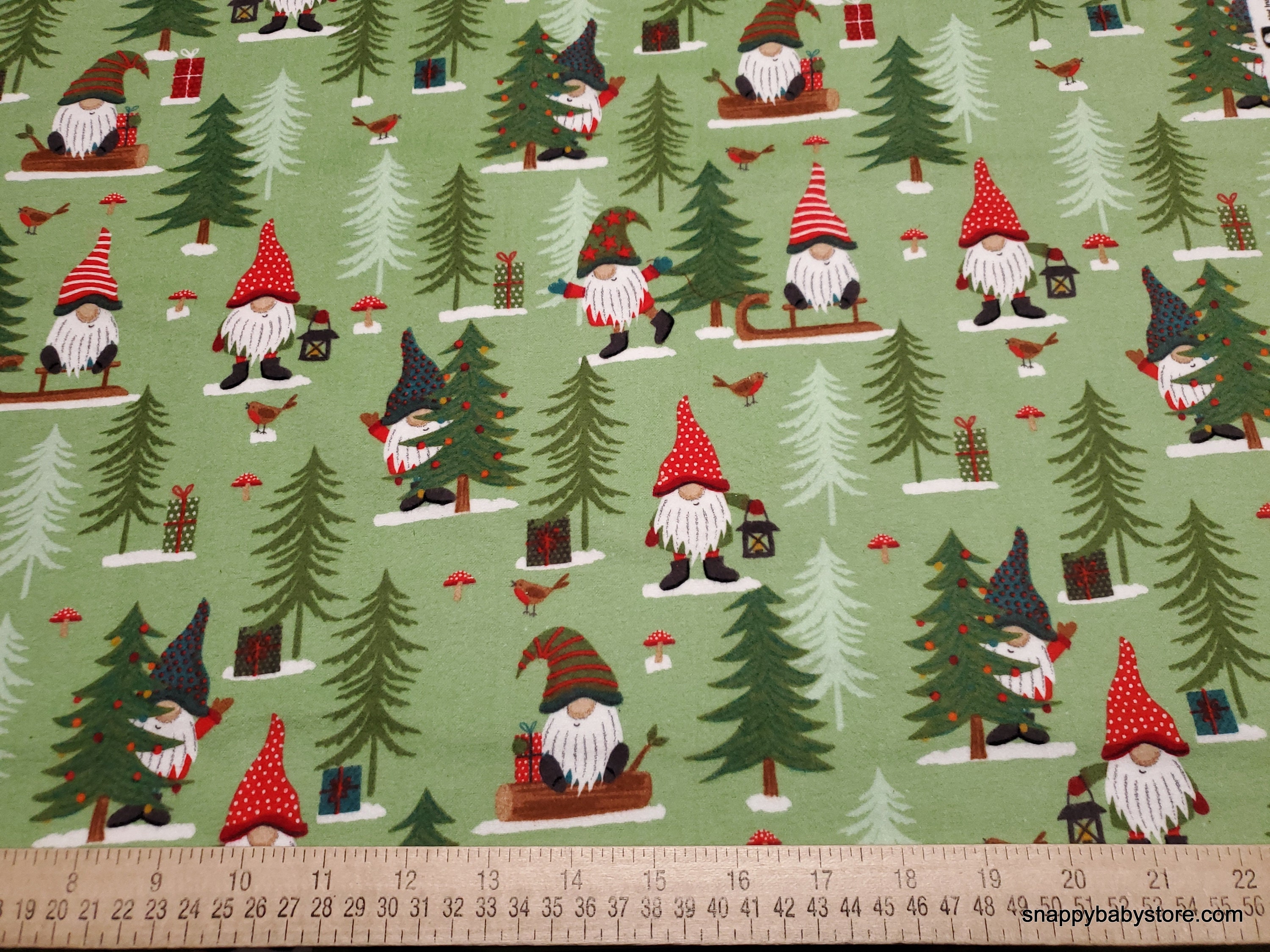 Cotton Christmas Trees Holidays Winter Gnomes Home Tree White Cotton Fabric  Print by the Yard (GHTF-04706-MU)