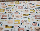 Flannel Fabric - Sewing Icons - By the yard - 100% Cotton Flannel