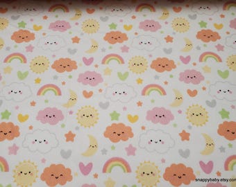 Premium Flannel Fabric -Pink Sweet Dreams White - By the yard - 100% Premium Cotton Flannel