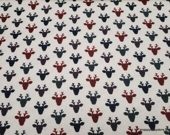 Christmas Flannel Fabric - Hudson Deer Cream - By the yard - 100% Cotton Flannel