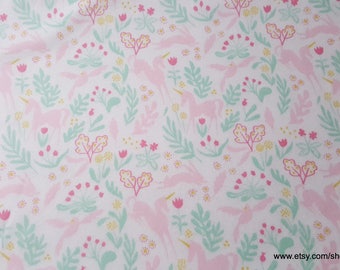 Flannel Fabric - Magic Folk Unicorns on White Premium - By the yard - 100% Premium Cotton Flannel