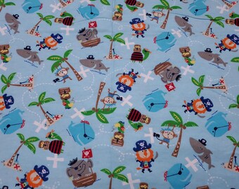 Flannel Fabric - Captain Monkey and Friends - By the yard - 100% Cotton Flannel