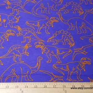 Flannel Fabric Orange Outline Dinos By the yard 100% Cotton Flannel image 2