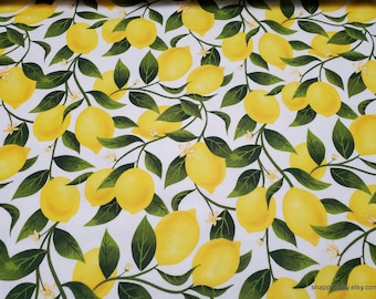 Flannel Fabric - Bold Summer Lemon Branches - By the yard - 100% Cotton Flannel