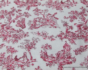 Flannel Fabric - Scenic Toile Pink - By the yard - 100% Cotton Flannel