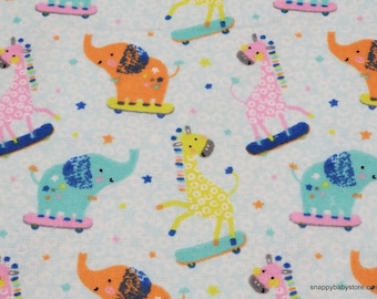 Flannel Fabric - Party Animals Aqua - By the yard - 100% Cotton Flannel