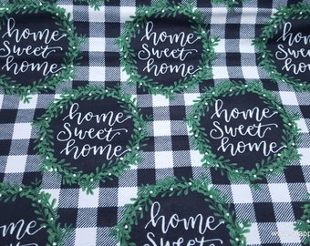 Flannel Fabric - Home Sweet Home - By the yard - 100% Cotton Flannel