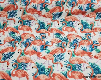 Flannel Fabric - Flamingos - By the yard - 100% Cotton Flannel
